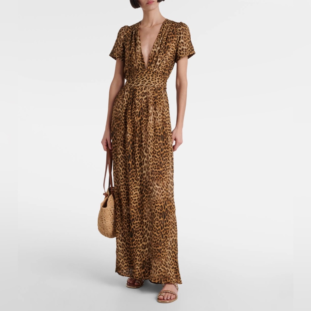 Melissa Odabash “Lou” cheetah print beach boho coverup maxi dress XS